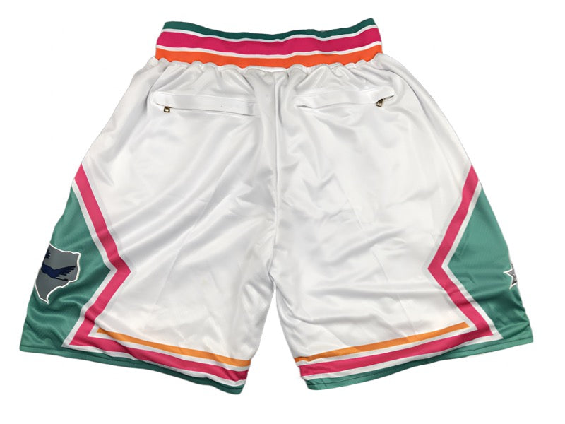 White San Antonio Spurs Retro NBA Style Shorts