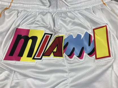 Miami Heat White Alternate Home Uniform NBA Style Shorts