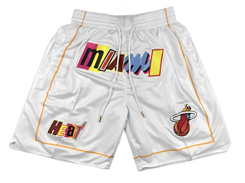 Miami Heat White Alternate Home Uniform NBA Style Shorts